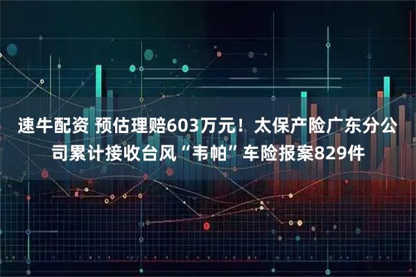 速牛配资 预估理赔603万元！太保产险广东分公司累计接收台风“韦帕”车险报案829件